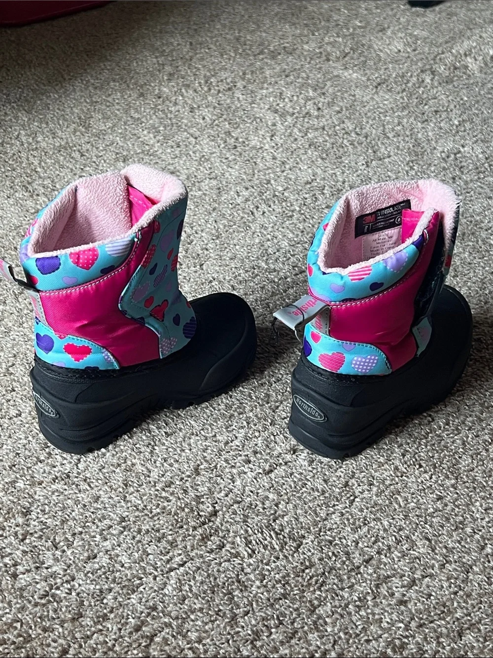 Northside Pink & Blue Heart-Print Toddler Size 7 Snow Boots